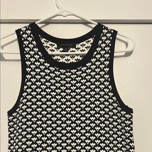 Ann Taylor Fitted and Short Navy and White Sleeveless Dress